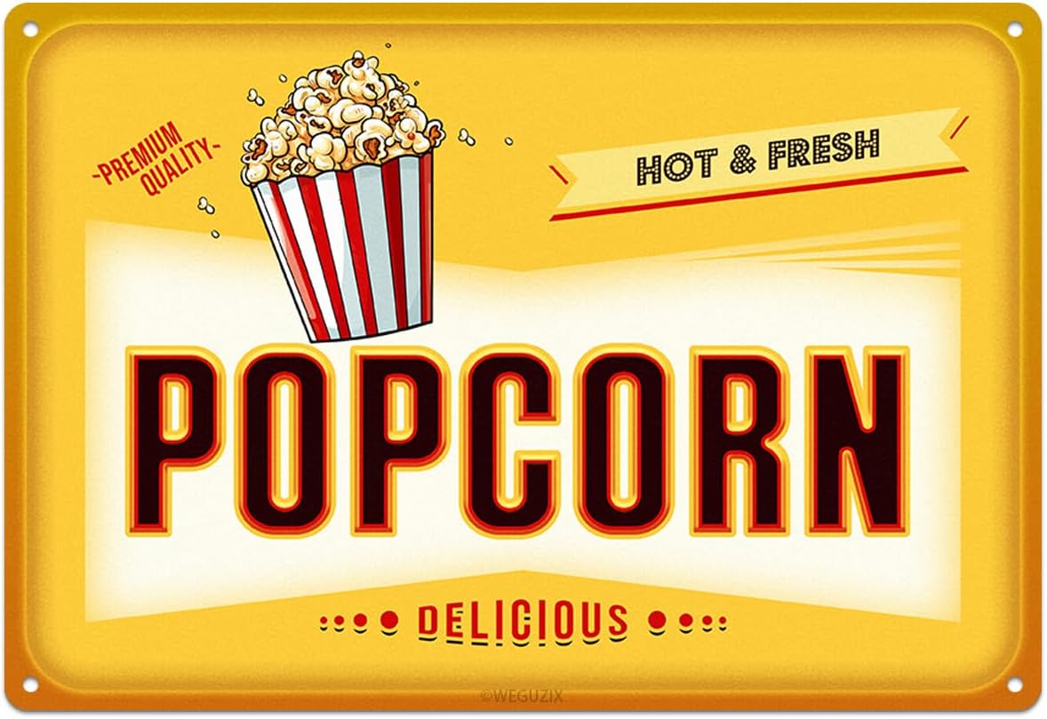 Food Snacks Corner - Funny Popcorn Metal Sign Retro Food