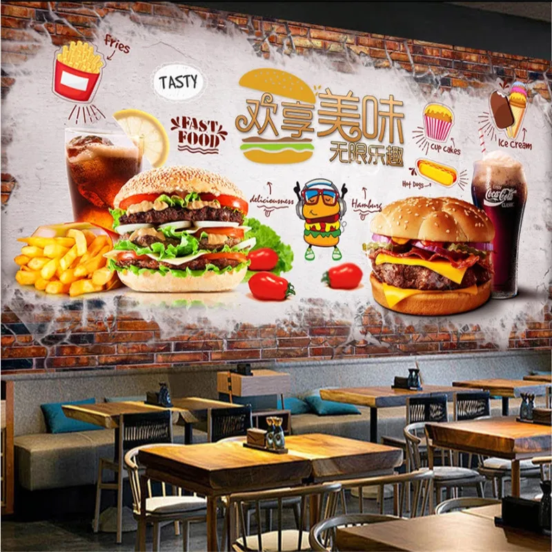 Food Snacks Background - Customized Text Burger French Fries Cola