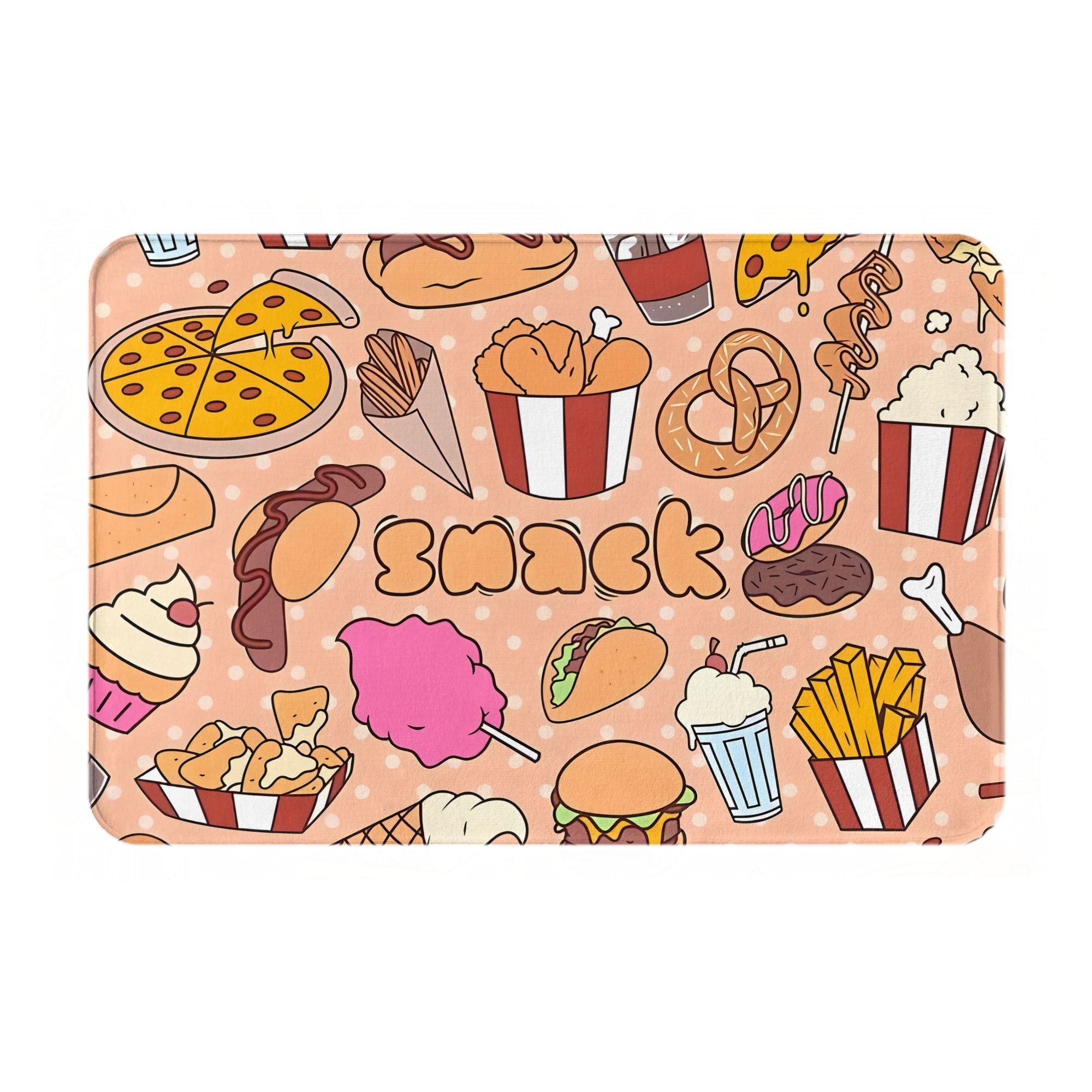 Cartoon Snack Food Doormat Kaw - Food Snacks Background 评论和价格