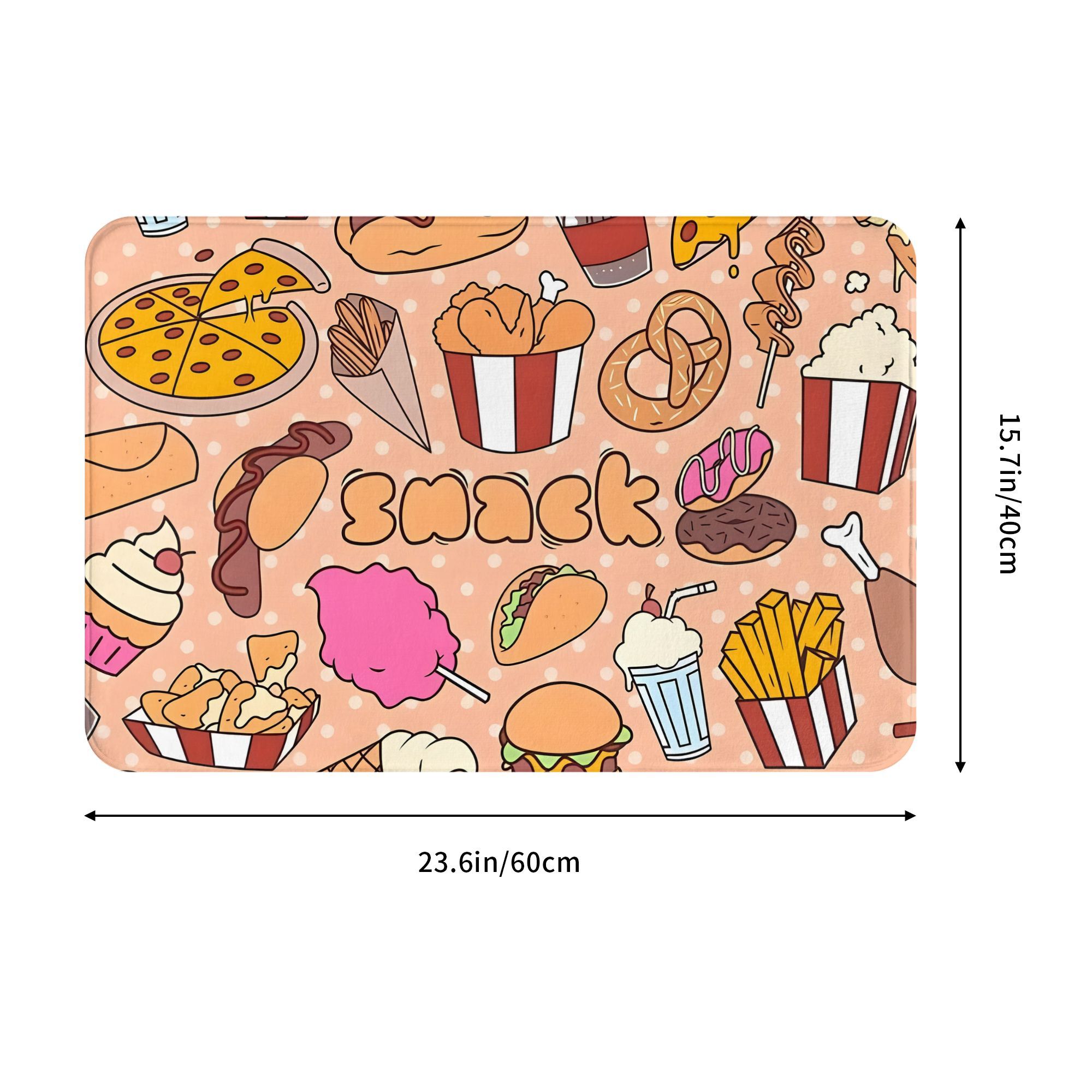 Cartoon Snack Food Doormat Kaw - Food Snacks Background 评论和价格
