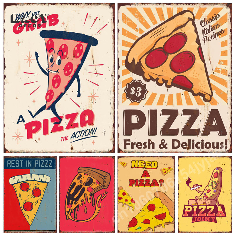 Pizza Funny Food Metal Tin Sig - Food Snacks Background 评论和价格