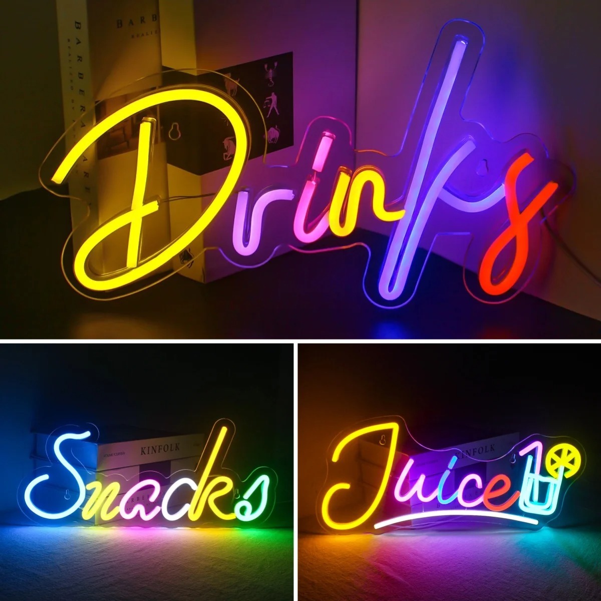 Drinks & Snacks Bar LED Neon L - Food Snacks Background 评论和价格