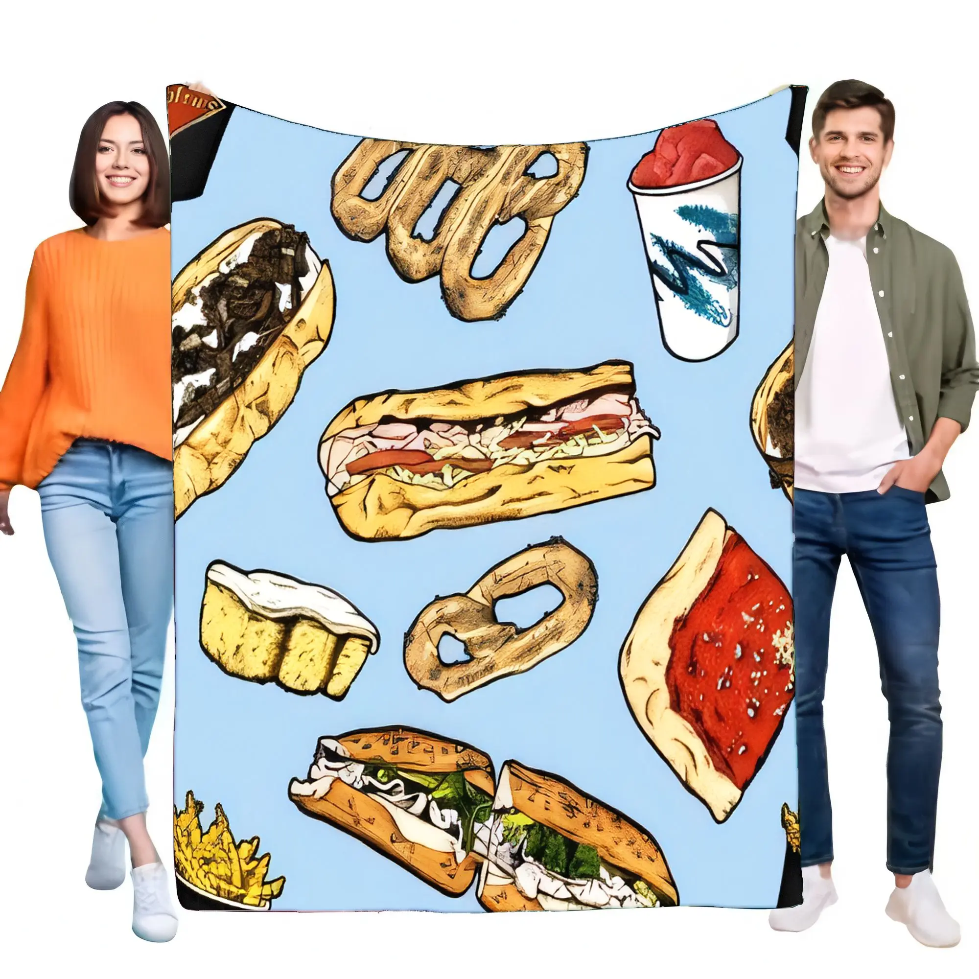 Snack Food Pattern Flannel Fle - Soft Food Snacks Kids 评论和价格
