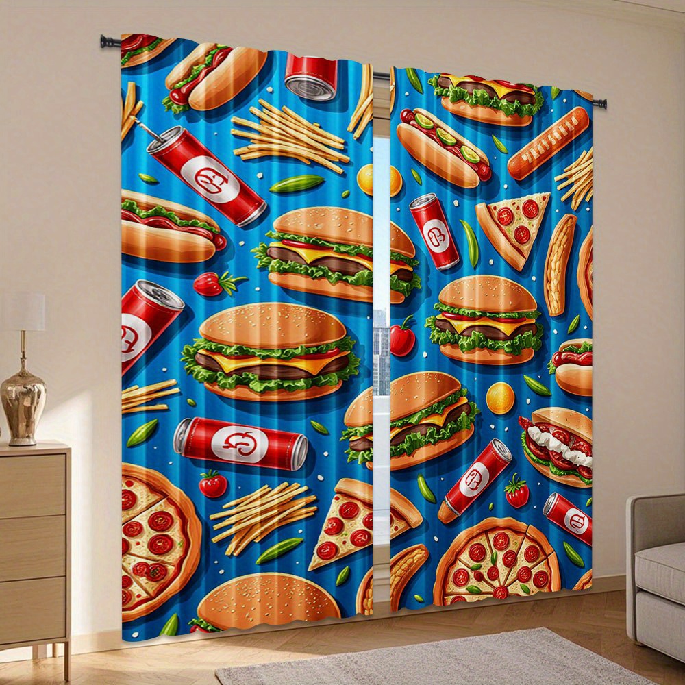 Fast Food Burger Pizza Curtain - Food Snacks Background 评论和价格