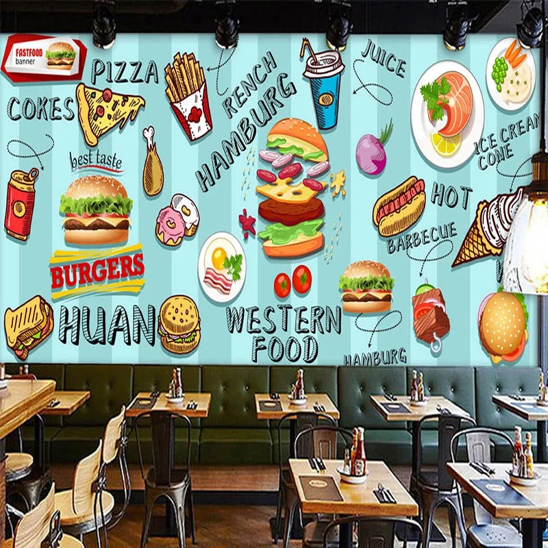 Custom 3D Wallpaper Hand-paint - Food Snacks Background 评论和价格
