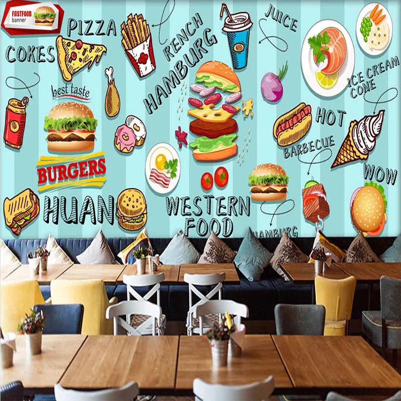 Custom 3D Wallpaper Hand-paint - Food Snacks Background 评论和价格