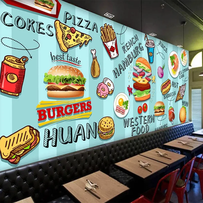Custom 3D Wallpaper Hand-paint - Food Snacks Background 评论和价格