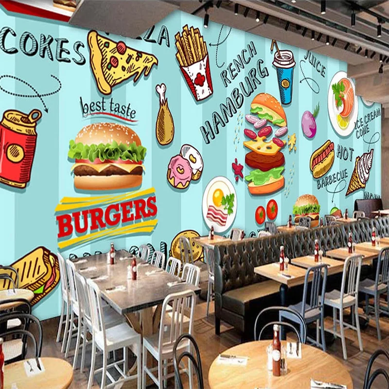 Custom 3D Wallpaper Hand-paint - Food Snacks Background 评论和价格