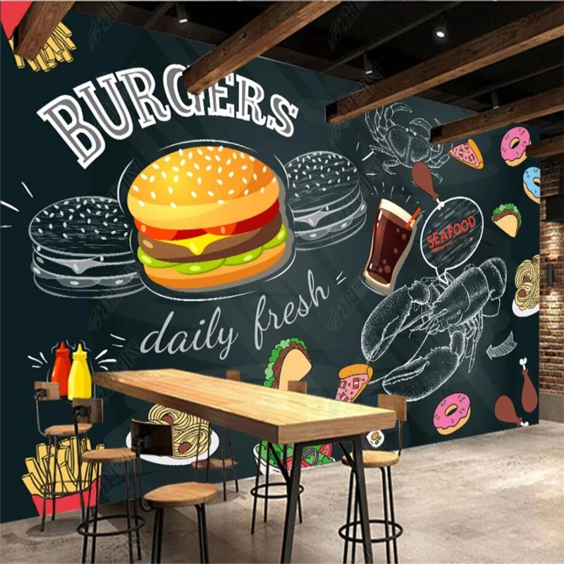 Blackboard Hand Painted Burger - Food Snacks Background 评论和价格