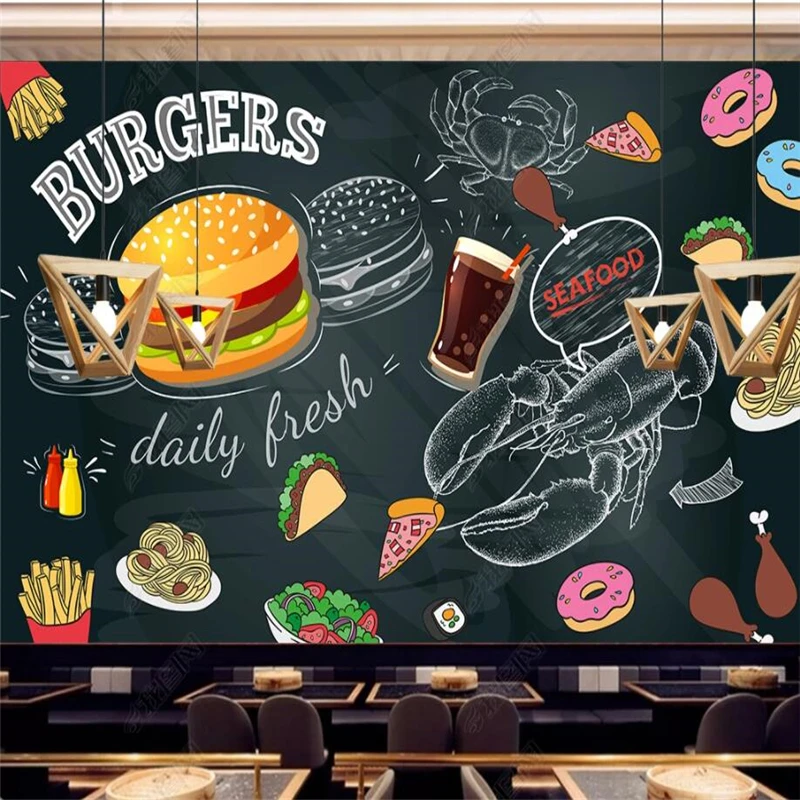Blackboard Hand Painted Burger - Food Snacks Background 评论和价格