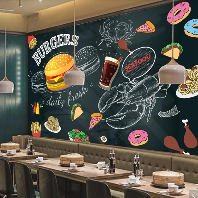 Blackboard Hand Painted Burger - Food Snacks Background 评论和价格